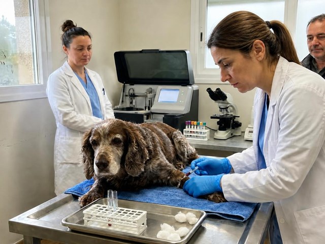 Cuando se hace mayor, necesita  un chequeo analítico senior para perros y gatos en Narón